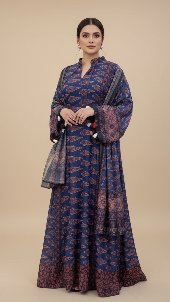 A58 – Marjan Printed Daraa – A58 – مرجان دراعة مطبوعة – Khaleeji daraa درّاعة خليجية فاخرة back منظر خلفي
