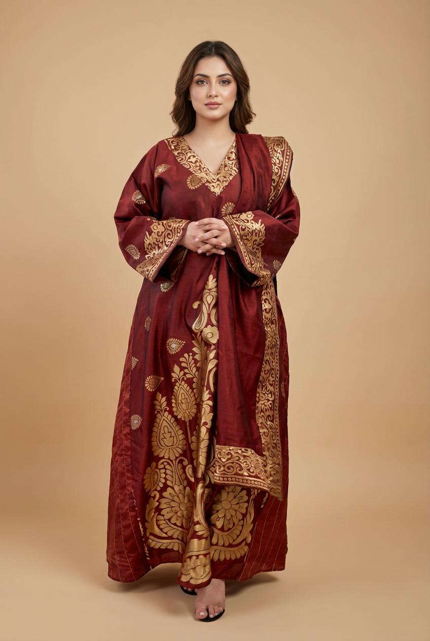 A97 – Yaqut Emerald Daraa 2-Piece Set – A97 – ياقوت زمرد طقم درّاعة قطعتين – Khaleeji daraa درّاعة خليجية فاخرة back منظر خلفي