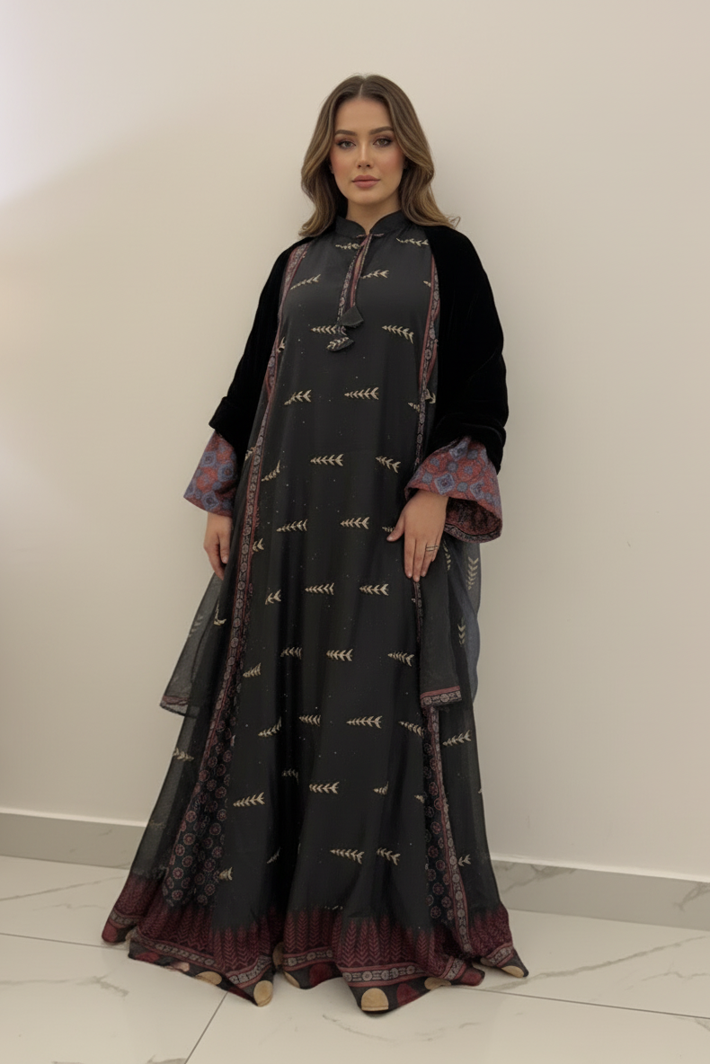 A61 – دراعة رمضان مطبعة – طقم قطعتين (ألوان متعددة)