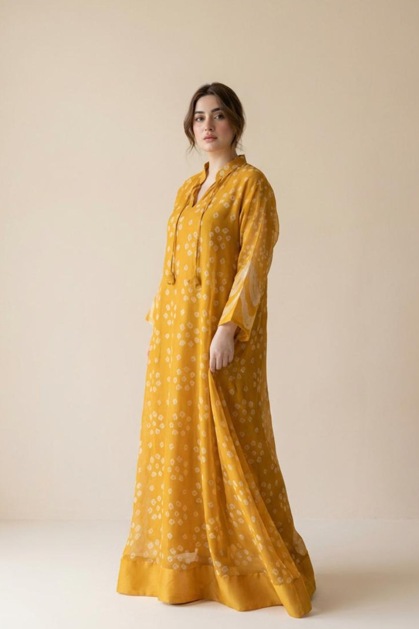 A93 – دراعة شفافة بنقشة تراثية – لونين