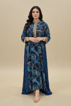 A77 – دراعة ماكسي مطبعة أنيقة – ٤ ألوان – قطعة واحدة