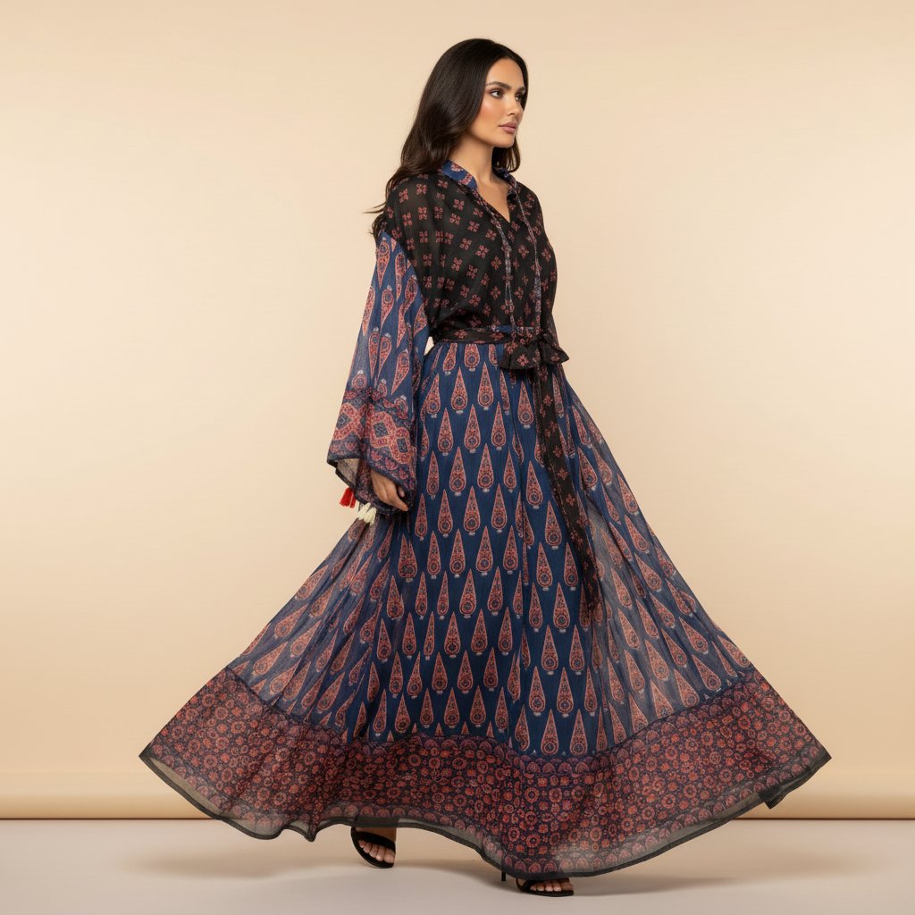 Caftan Layali – Blue Printed, Atelier Blue Marine — Atelier Blue Marine
