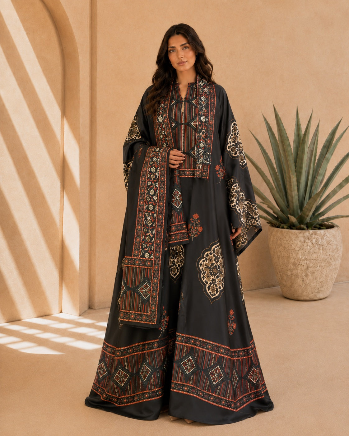 A182 – Ritaj 2-Piece Bisht Set – Black – A182 – رتاج طقم بشت ٢ قطع