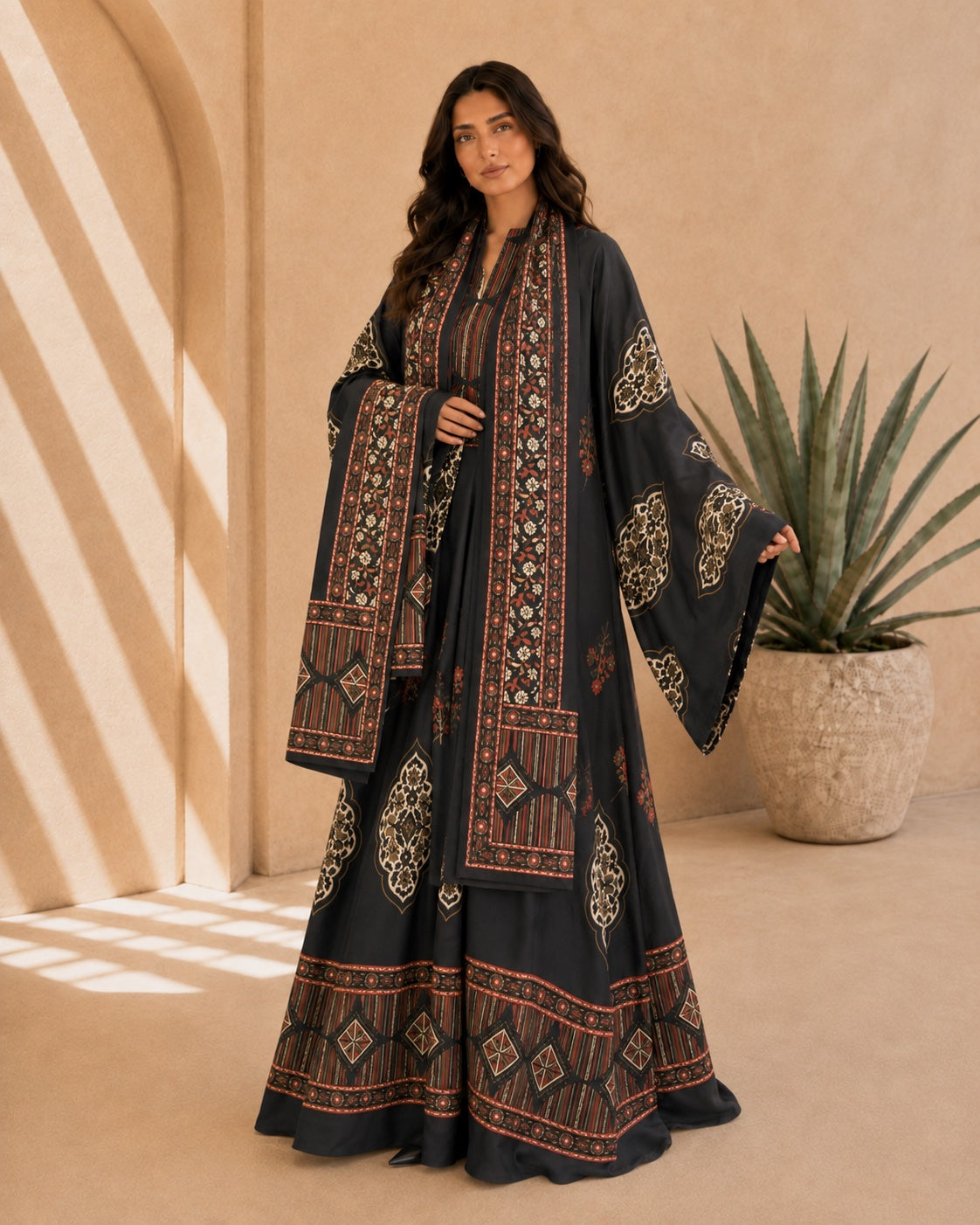 A182 – Ritaj 2-Piece Bisht Set – Black – A182 – رتاج طقم بشت ٢ قطع