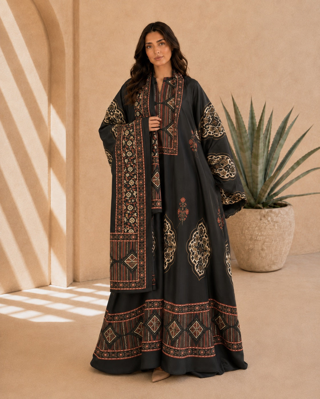A182 – Ritaj 2-Piece Bisht Set – Black – A182 – رتاج طقم بشت ٢ قطع