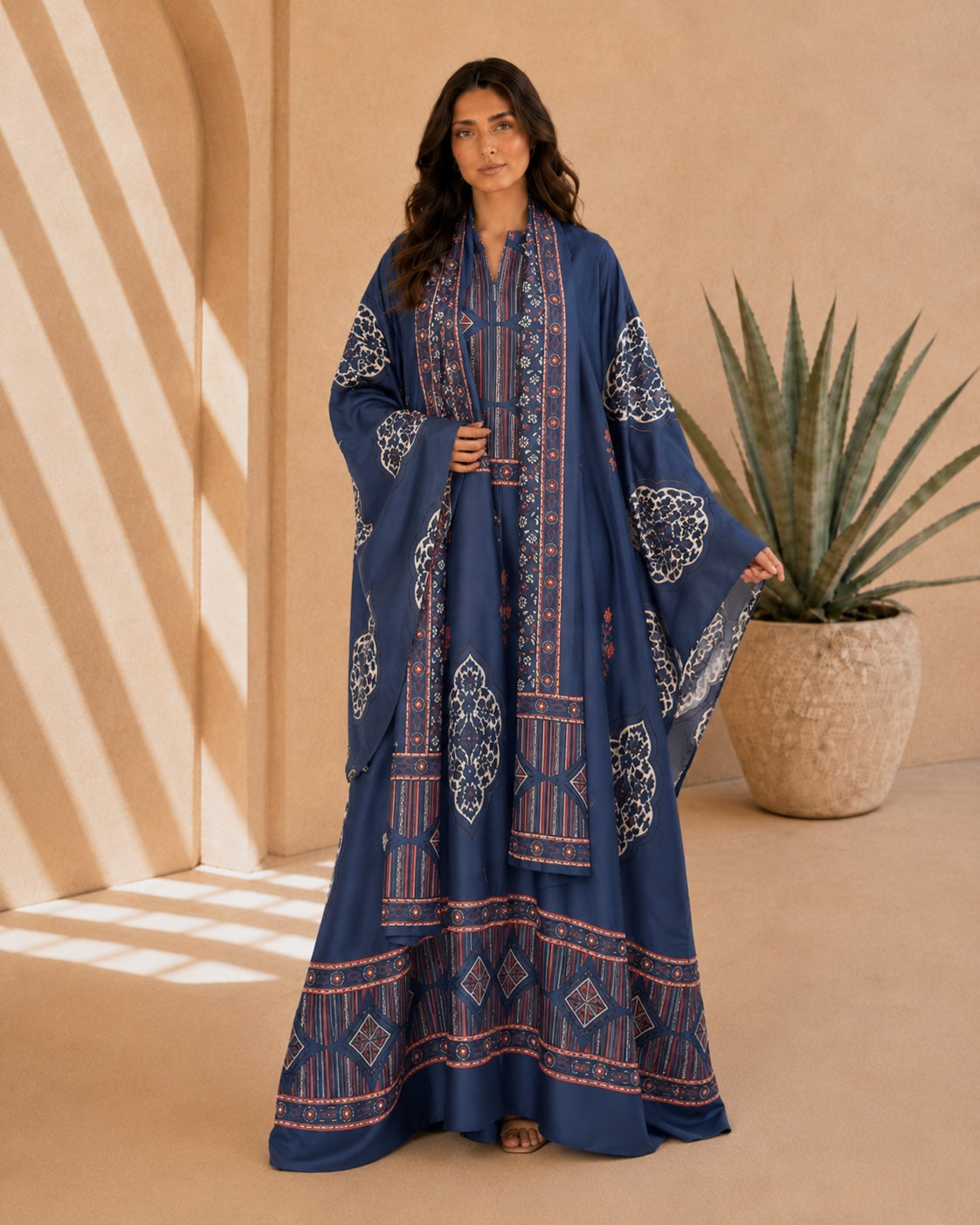 A182 – Ritaj 2-Piece Bisht Set – Navy – A182 – رتاج طقم بشت ٢ قطع