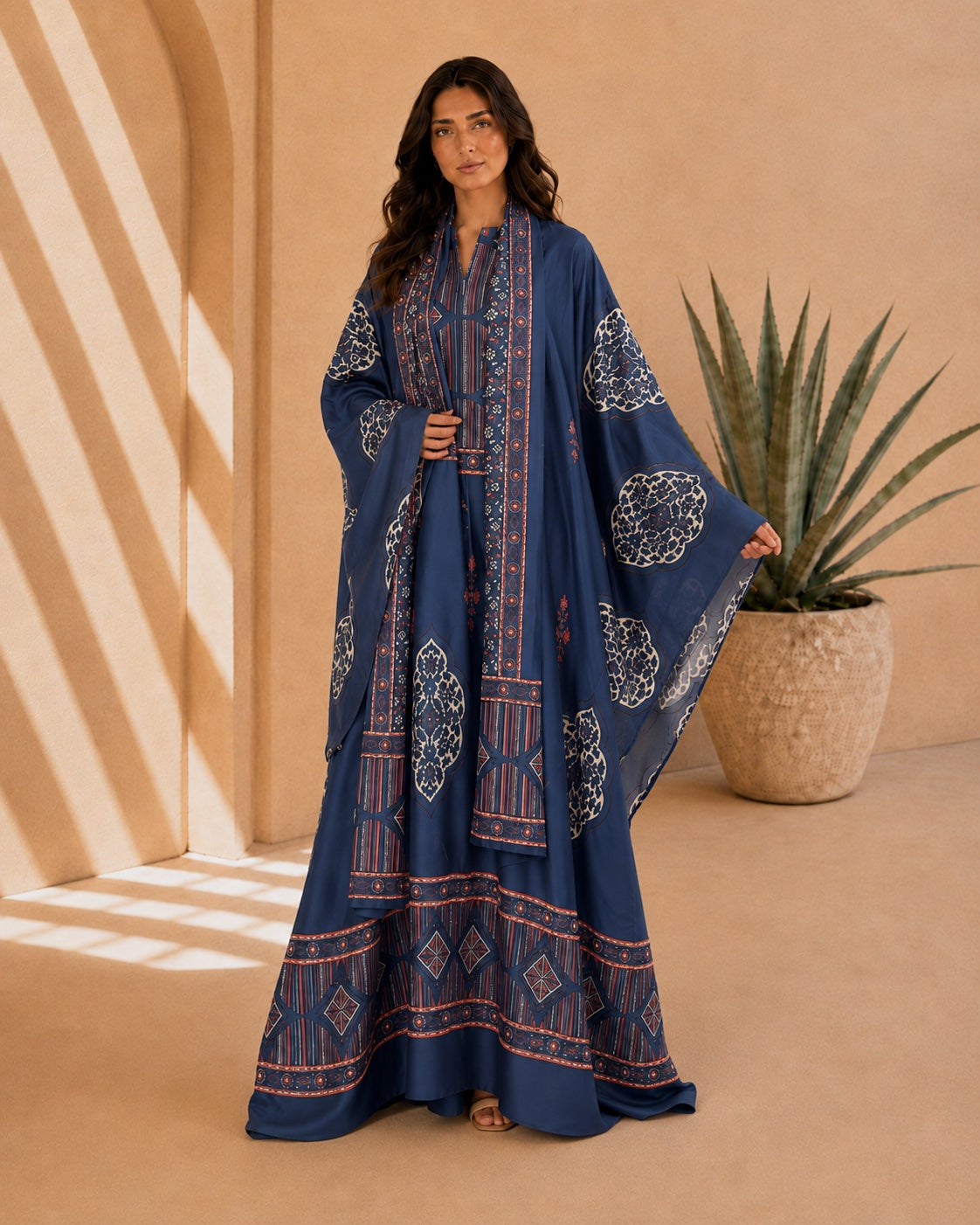 A182 – Ritaj 2-Piece Bisht Set – Navy – A182 – رتاج طقم بشت ٢ قطع
