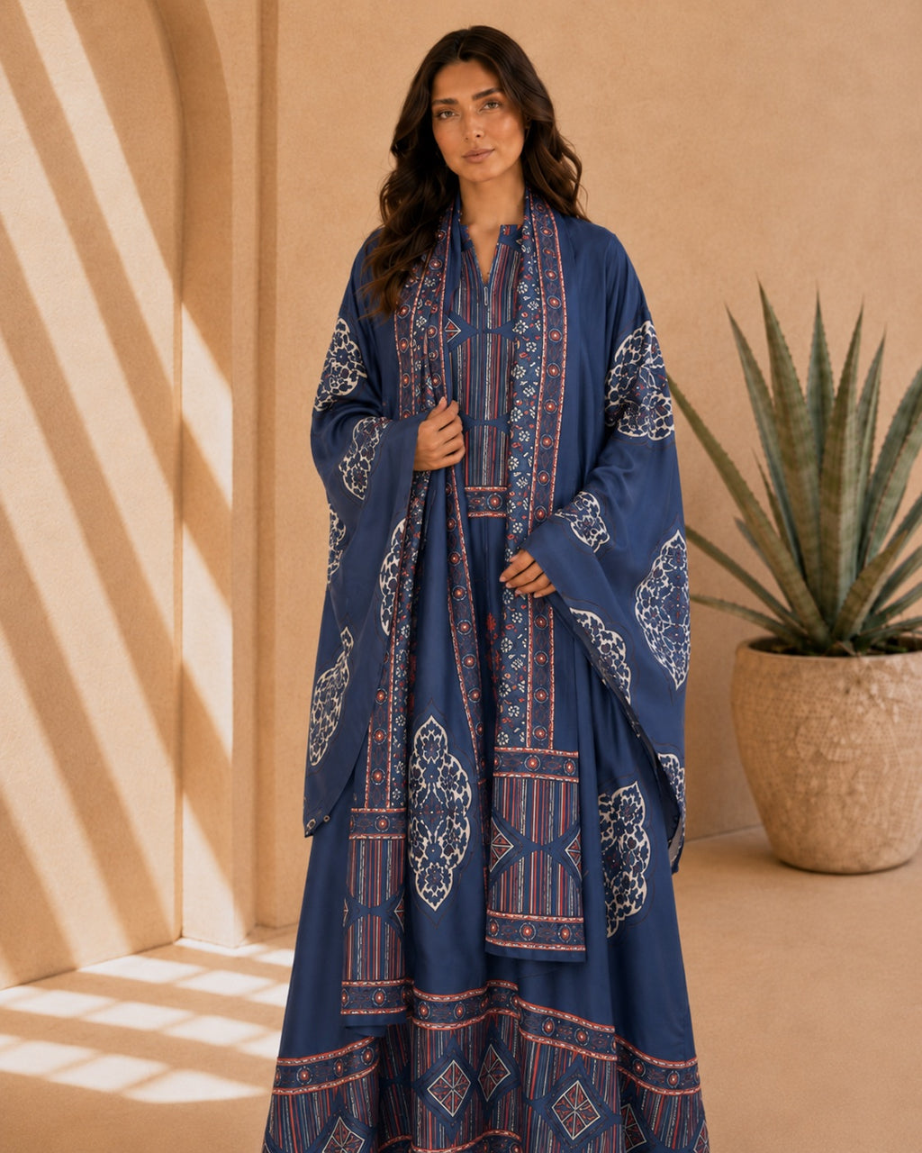 A182 – Ritaj 2-Piece Bisht Set – Navy – A182 – رتاج طقم بشت ٢ قطع