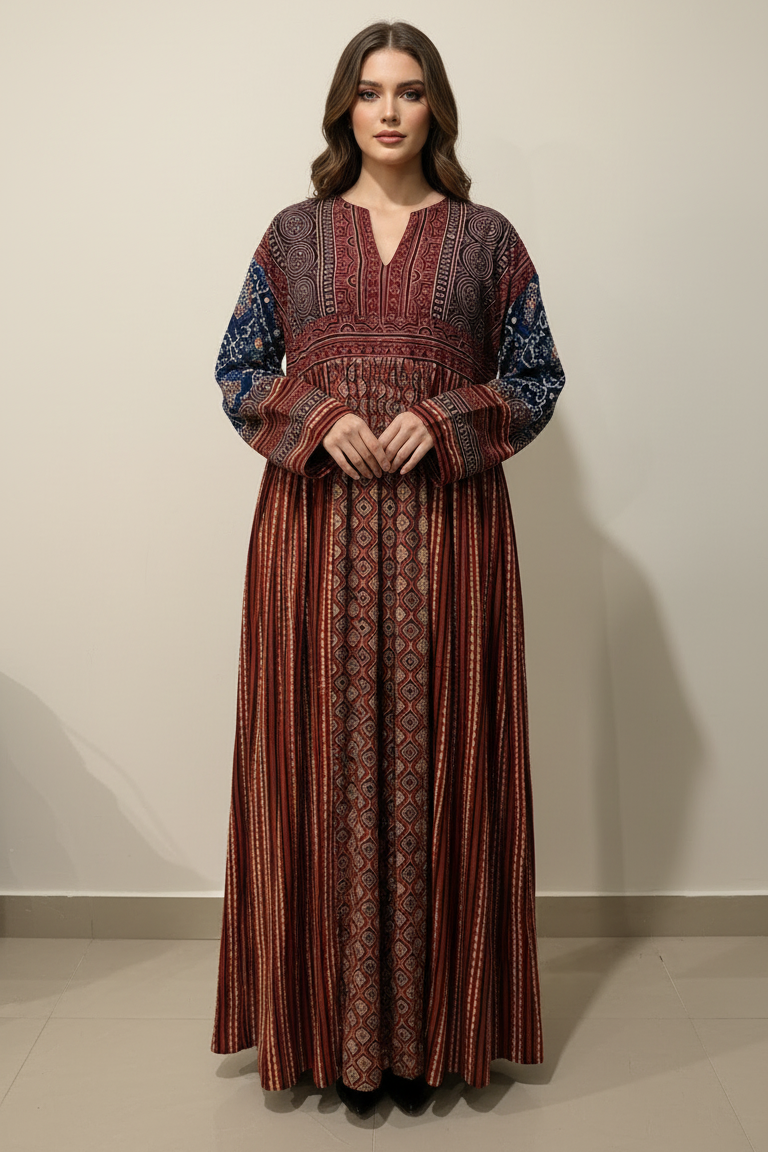 A87 –دراعة نقش تراثي – ألوان دافئة