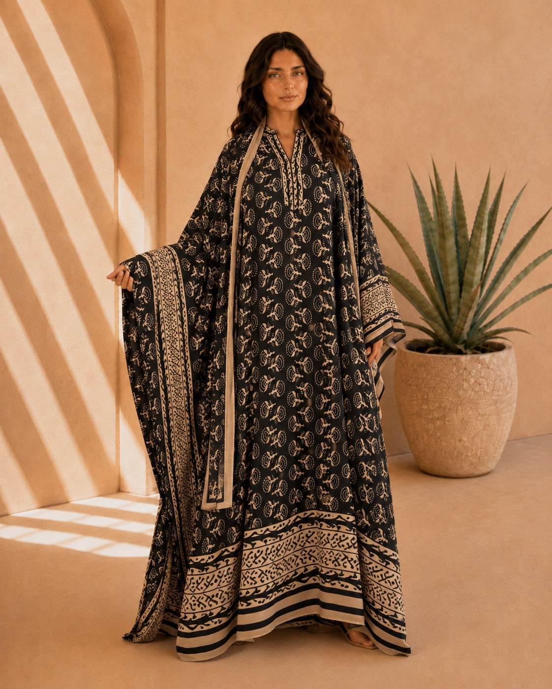 A183 – Badriya Daraa 2-Piece Set – Black – A183 – طقم درّاعة بدرية (قطعتين)
