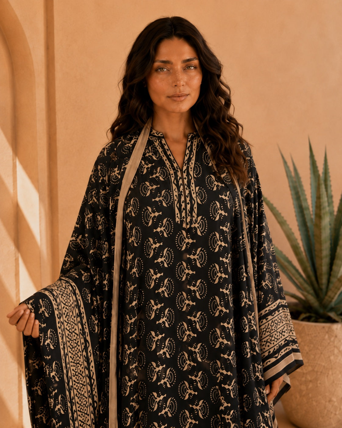 A183 – Badriya Daraa 2-Piece Set – Black – A183 – طقم درّاعة بدرية (قطعتين)