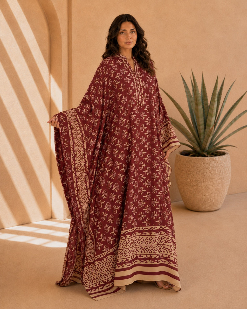 A183 – Badriya Daraa 2-Piece Set – Burgundy – A183 – طقم درّاعة بدرية (قطعتين)