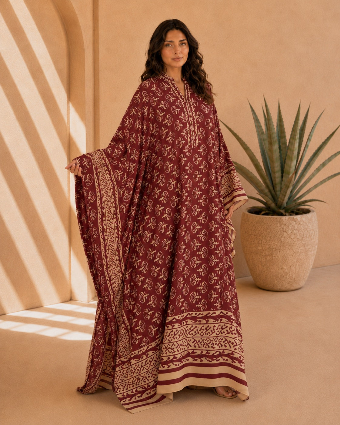 A183 – Badriya Daraa 2-Piece Set – Burgundy – A183 – طقم درّاعة بدرية (قطعتين)