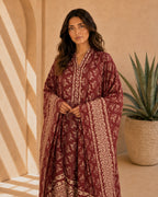 A183 – Badriya Daraa 2-Piece Set – Burgundy – A183 – طقم درّاعة بدرية (قطعتين)