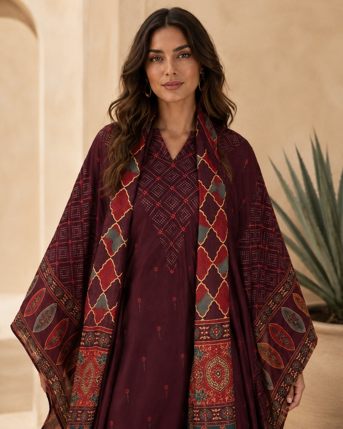 A179 – Moudhi Daraa 2-Piece Set – Burgundy – A179 – طقم درّاعة موضي (قطعتين)