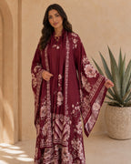 A180 – Hessa Daraa 2-Piece Set – Burgundy – A180 – طقم درّاعة حصة (قطعتين)