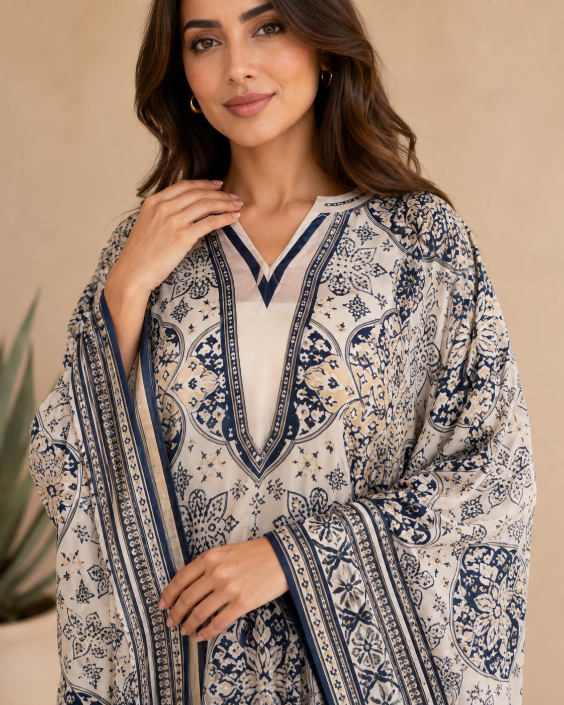 A178 – Shaikha Daraa 2-Piece Set – Cream – كريمي