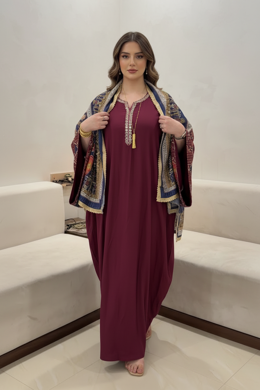 A86 –طقم دراعة ليالي – قطعتين (متوفر بـ 3 ألوان)