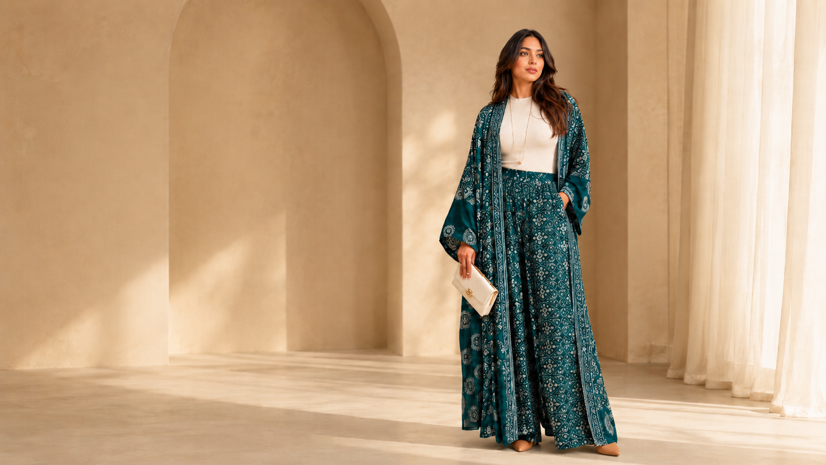 Atelier Blue Marine - Yasmin teal bisht set hero
