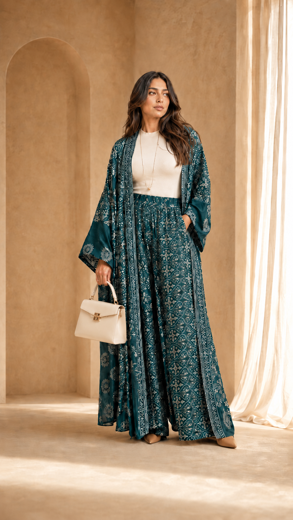 Atelier Blue Marine - Yasmin teal bisht set hero mobile