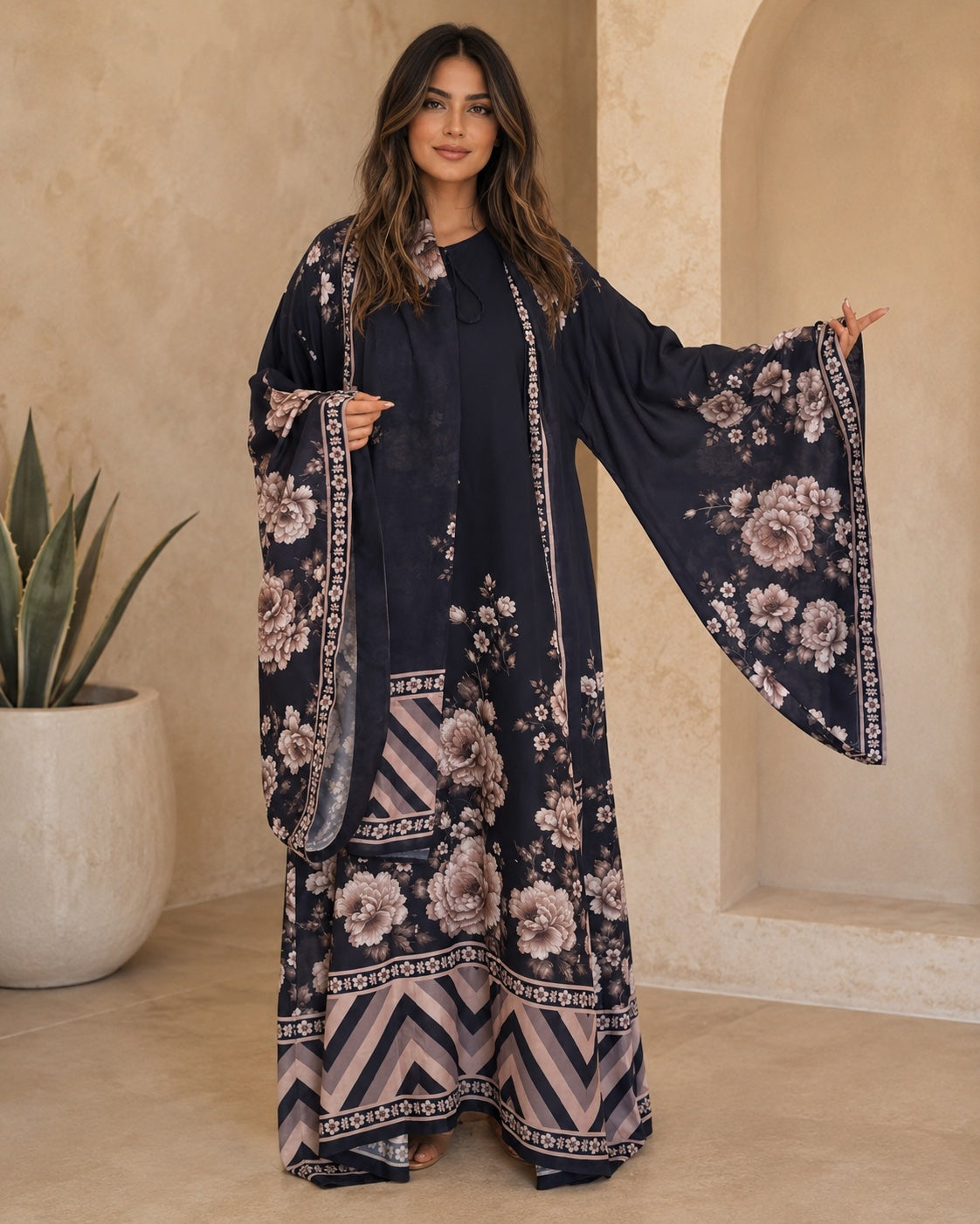 A180 – Hessa Daraa 2-Piece Set – Navy – A180 – طقم درّاعة حصة (قطعتين)
