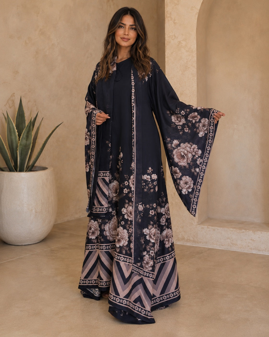 A180 – Hessa Daraa 2-Piece Set – Navy – A180 – طقم درّاعة حصة (قطعتين)