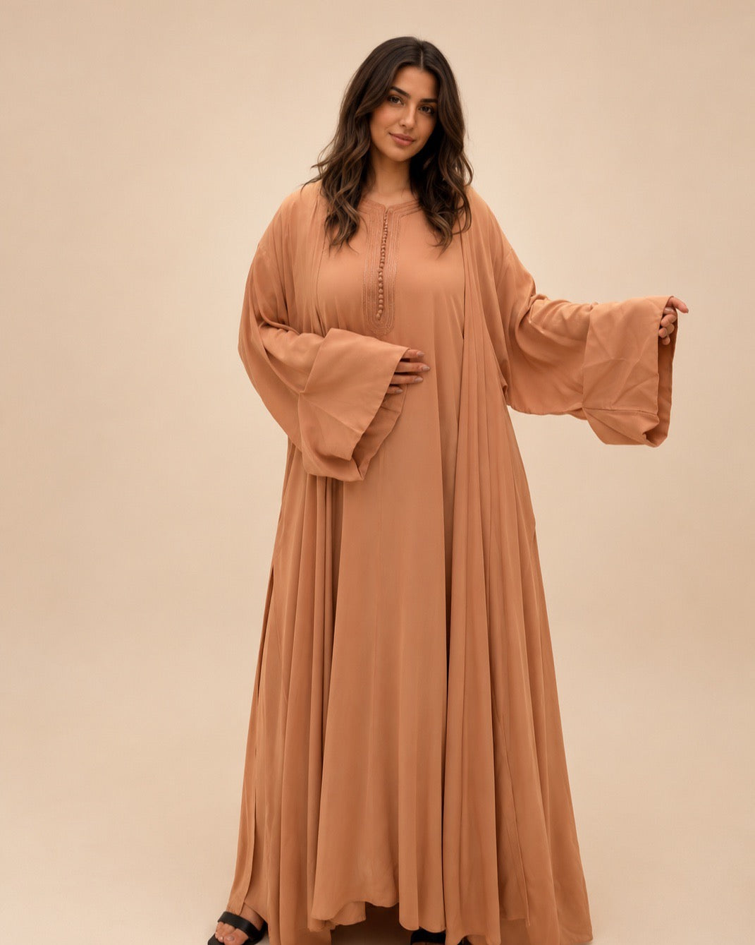 A184 – Fajr Daraa 2-Piece Set – Camel – A184 – طقم درّاعة فجر (قطعتين)
