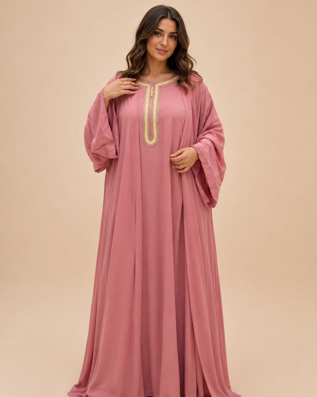A184 – Fajr Daraa 2-Piece Set – Rose – A184 – طقم درّاعة فجر (قطعتين)